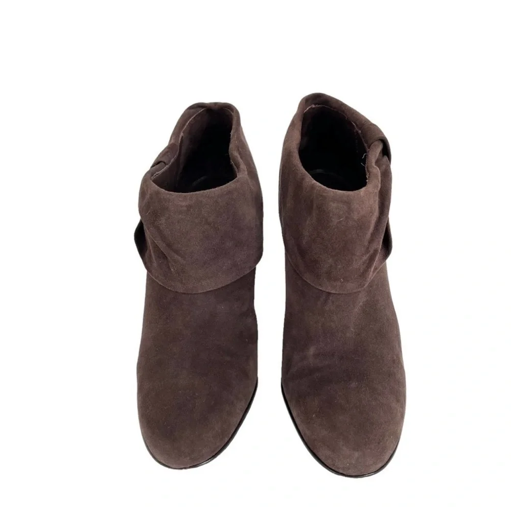 Kate Spade Brown Suede Bow Ankle Booties Heels Slip-On Block Heel Women’s Size 8